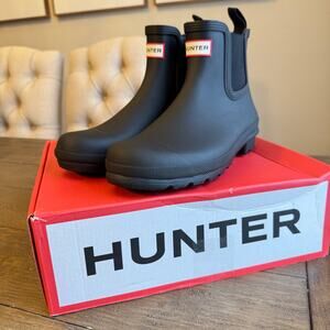 HUNTER Women's Original Chelsea Boots Size 10 Pull On Waterproof Rain Black EXC